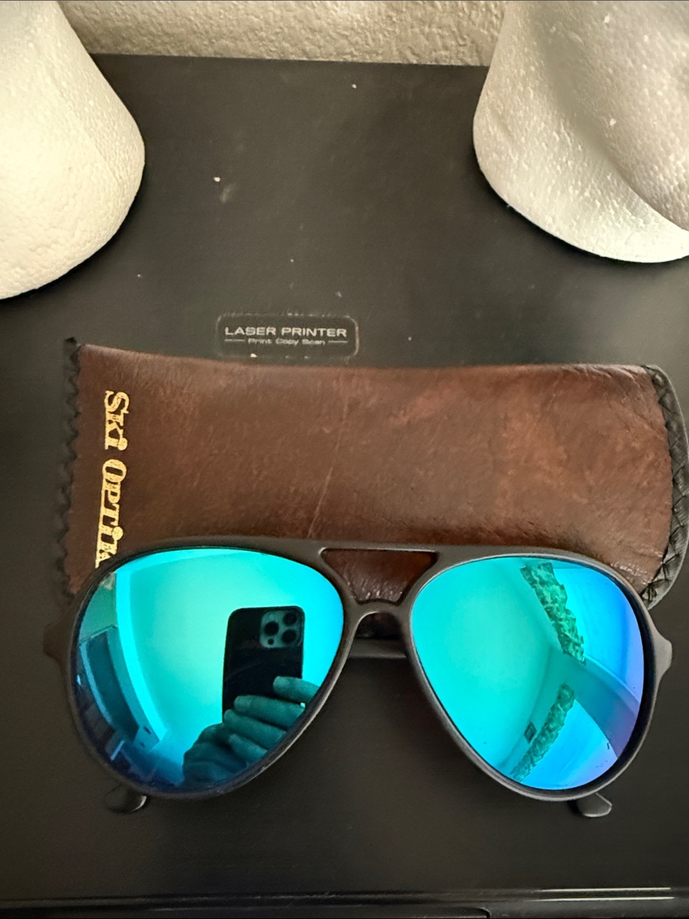 Men's Aviator Sunglasses with Blue-Green Mirrored Lenses